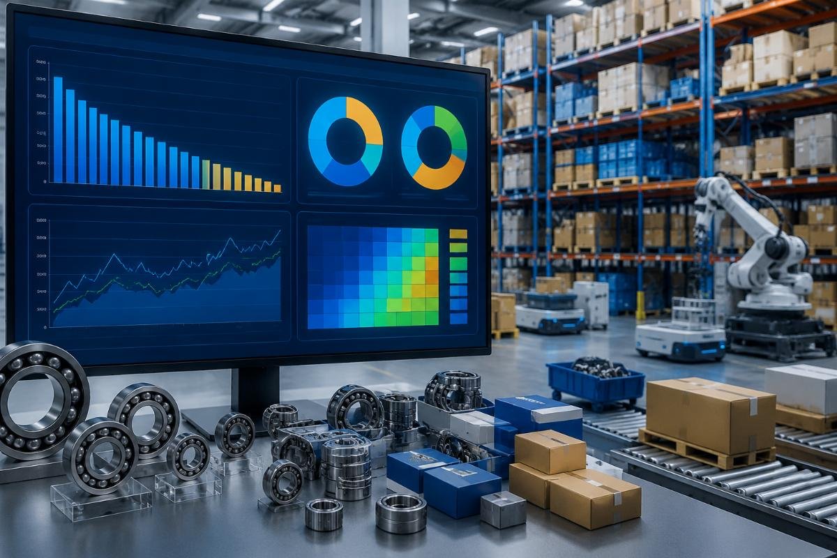 Bearing inventory turnover optimization for bulk and small order buyers Inventory dashboard showing fast and slow moving bearing SKU turnover metrics