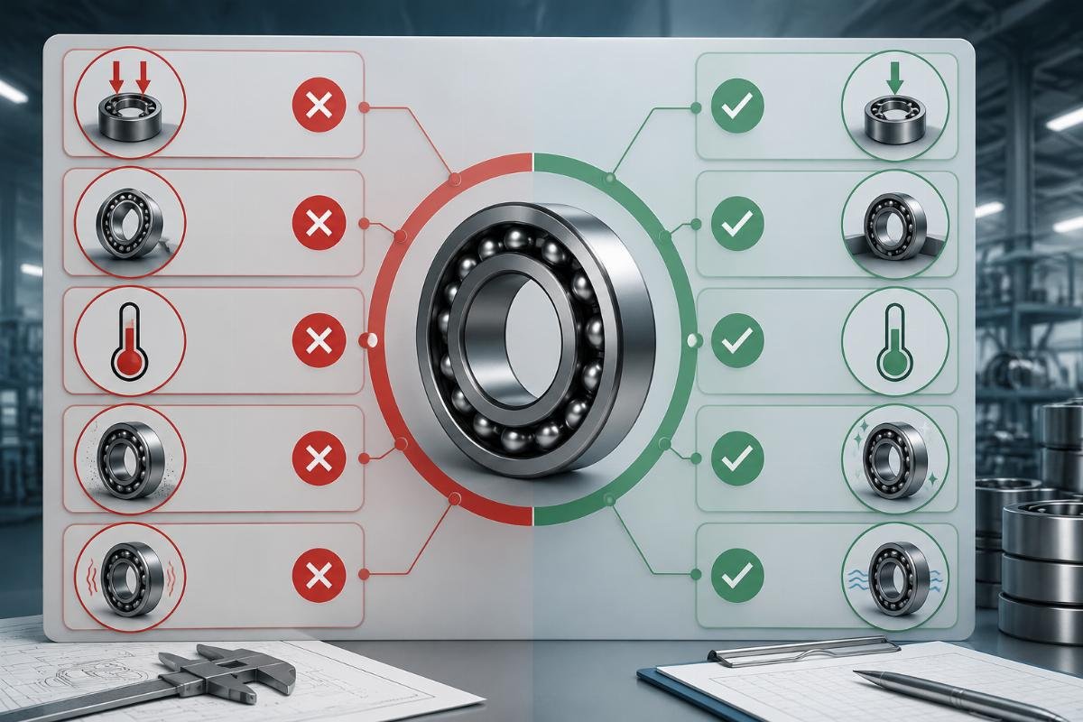 Bearing load capacity calculation common mistakes and fixes Checklist graphic highlighting common load rating calculation errors to avoid