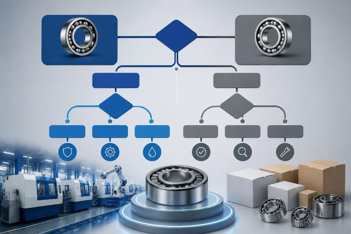 Bearing selection decision tree showing application criticality assessment and supplier qualification criteria OEM vs Generic Bearings Decision Framework