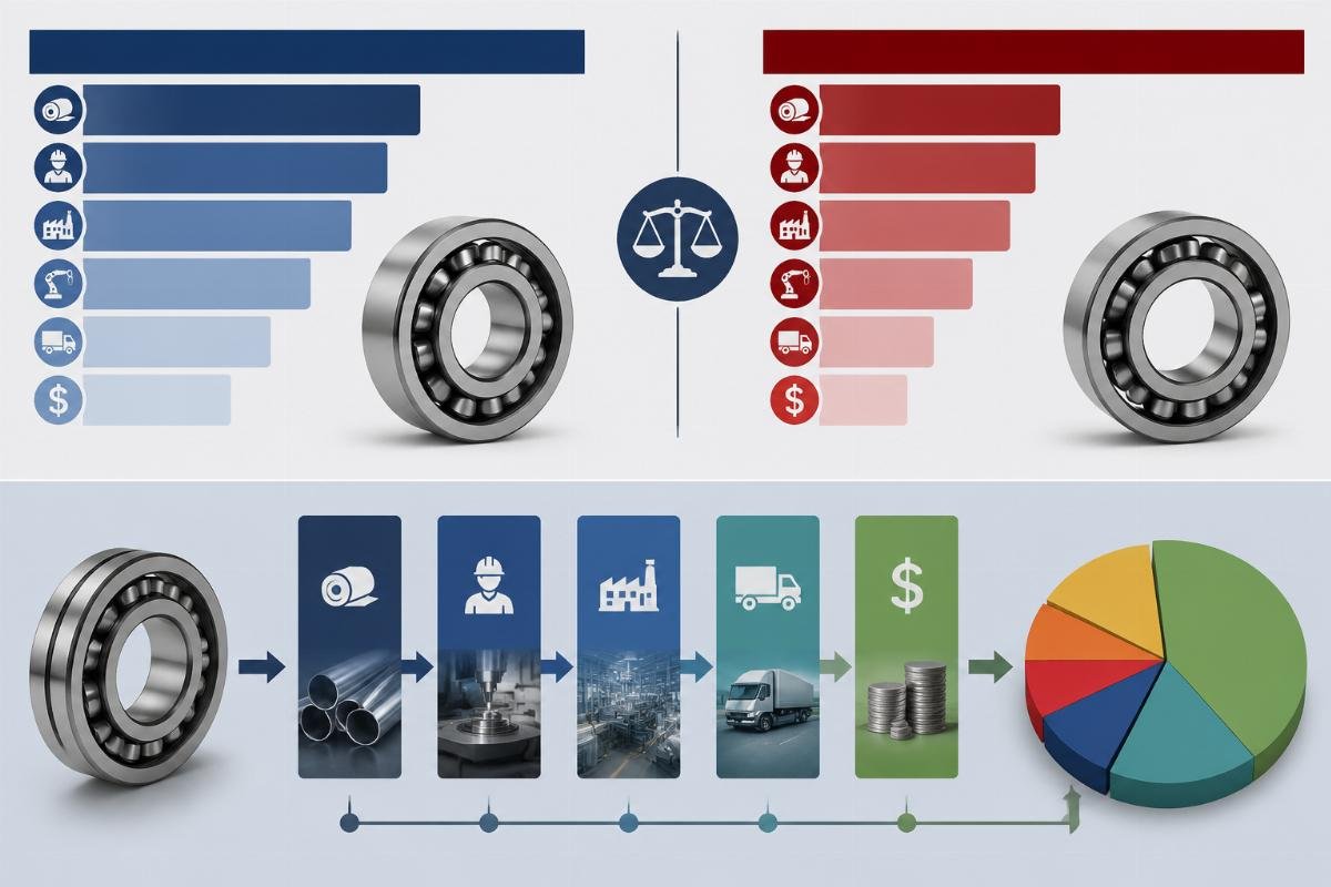 Bearing wholesale profit margin breakdown Bearing sourcing cost structure comparison chart for OEM vs Chinese suppliers