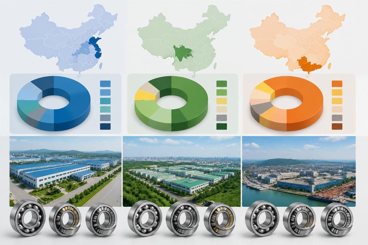 Chinese bearing regional cost comparison Side-by-side comparison of bearing cost breakdowns across 3 Chinese production regions