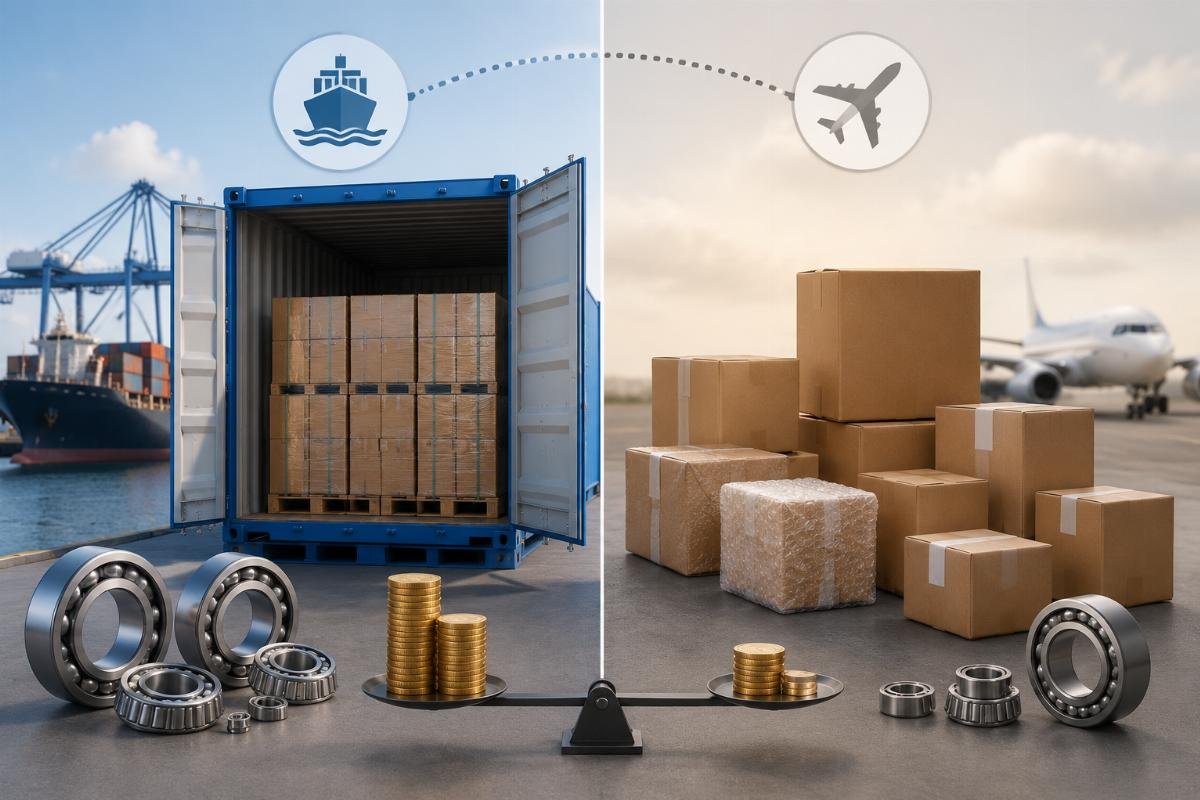 Consolidated freight vs individual shipment cost comparison A side by side of consolidated sea freight container and individual express shipping packages