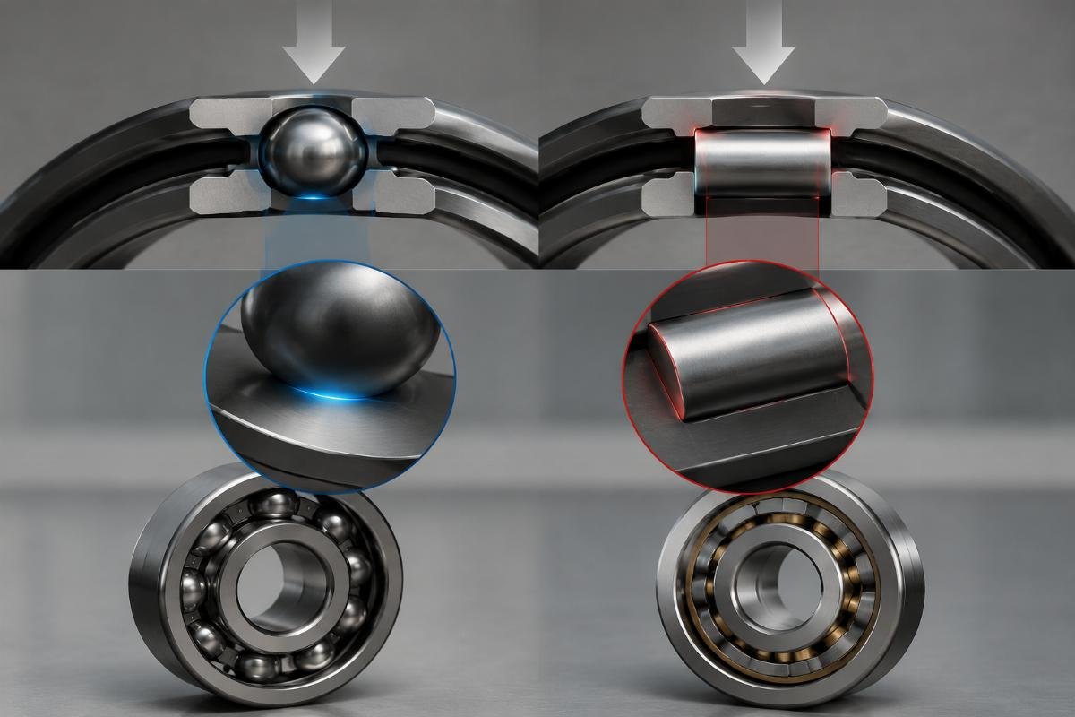 Cross-Sectional Comparison of Ball and Roller Bearing Designs