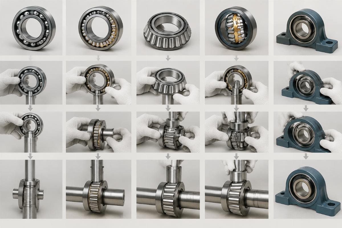 Correct bearing installation steps by type Type-specific bearing installation guide reference