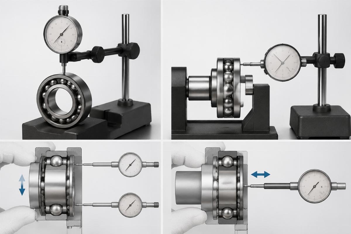 How to measure bearing radial and axial clearance Measurement diagram for radial and axial clearance on a standard deep groove ball bearing