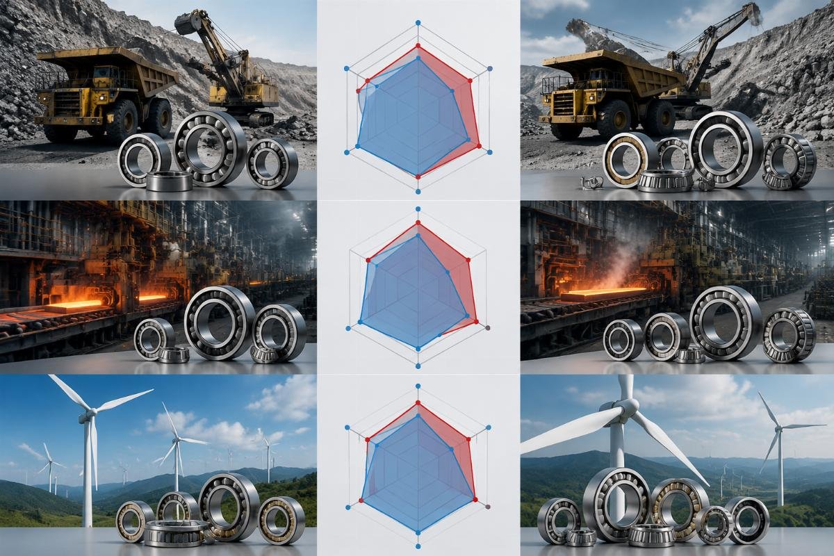 Key performance metrics of NSK and NTN bearings across mining, steel, and wind energy applications NSK vs NTN Bearing Performance Comparison in Industrial Applications