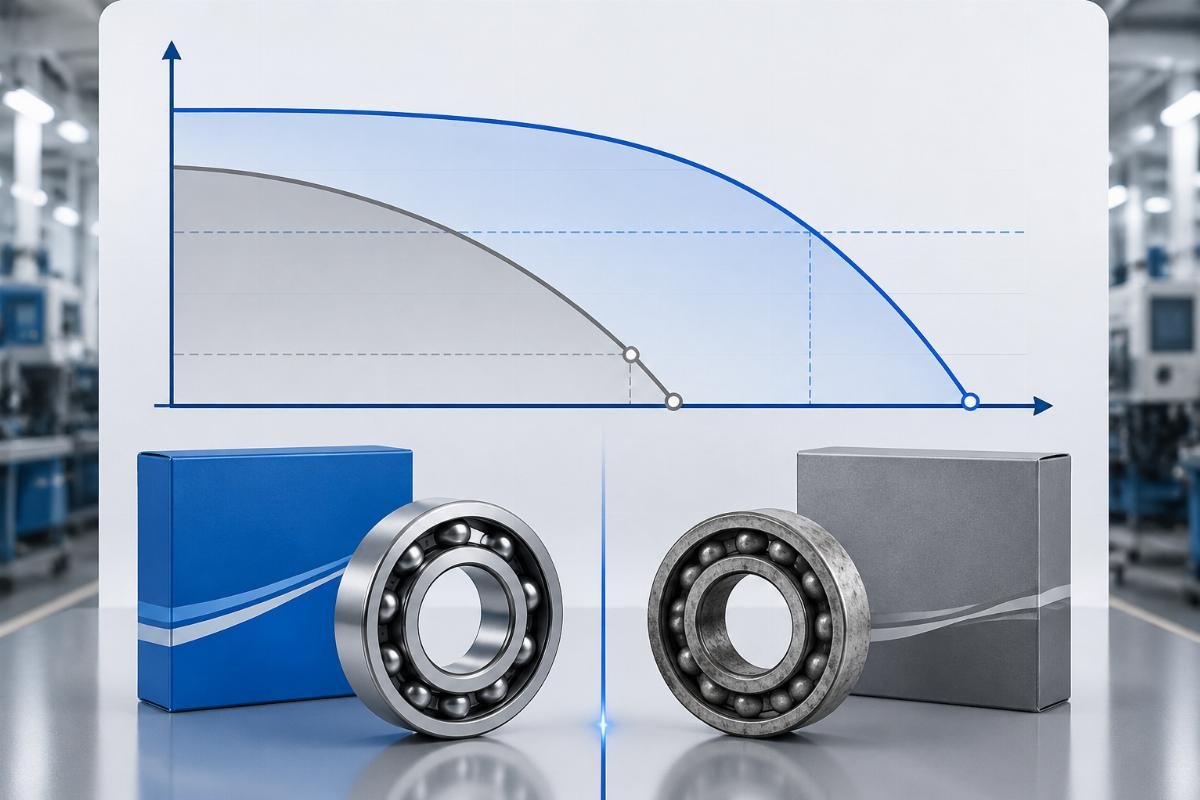 Performance comparison showing OEM vs generic bearing life in standard operating conditions Bearing Performance Comparison Chart